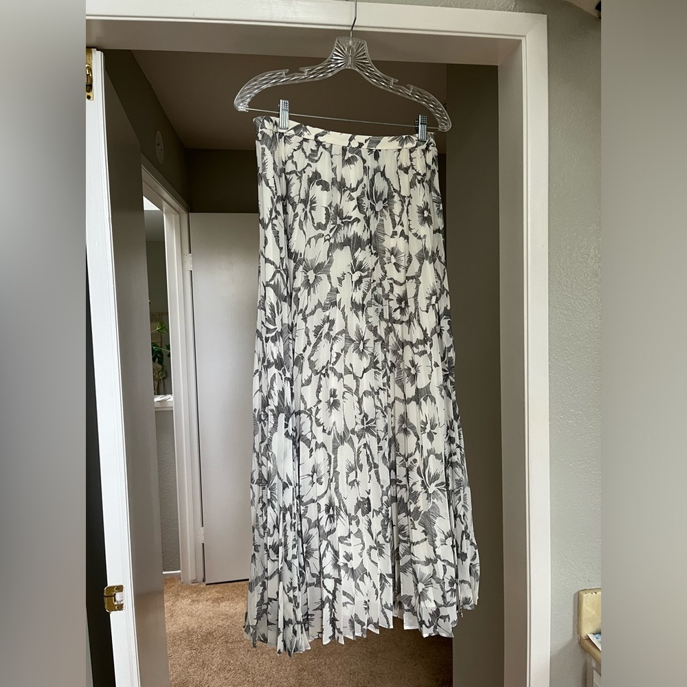 Banana Republic Floral Pleated Chiffon Maxi Lined Skirt